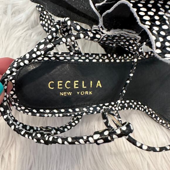 Anthropologie Cecelia New York Hibiscus Heels Leather Flower Polka Dot Floral - Picture 10 of 11